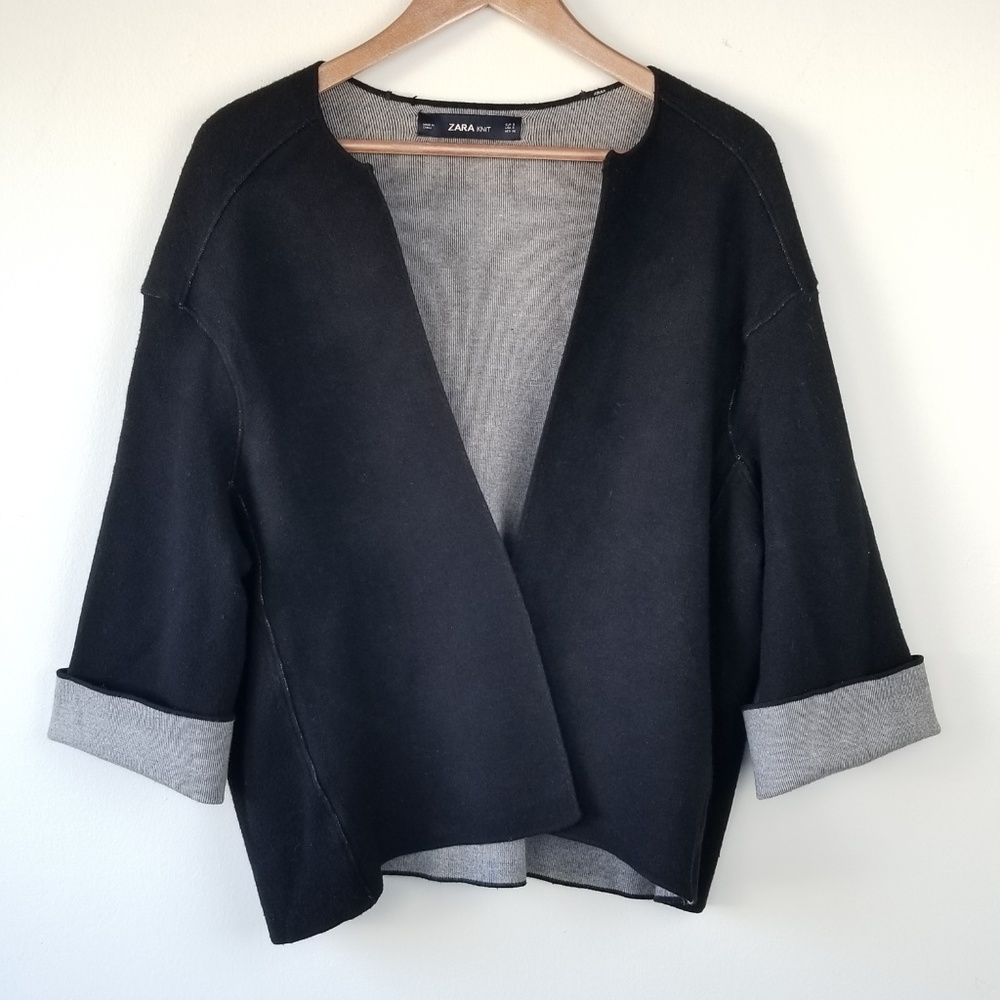 Zara Knit Black 3/4 sleeve open cardigan S